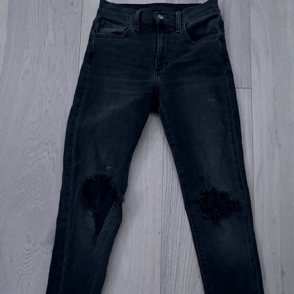 Joes jeans skinny high rise black ripped  worn once maybe twice
